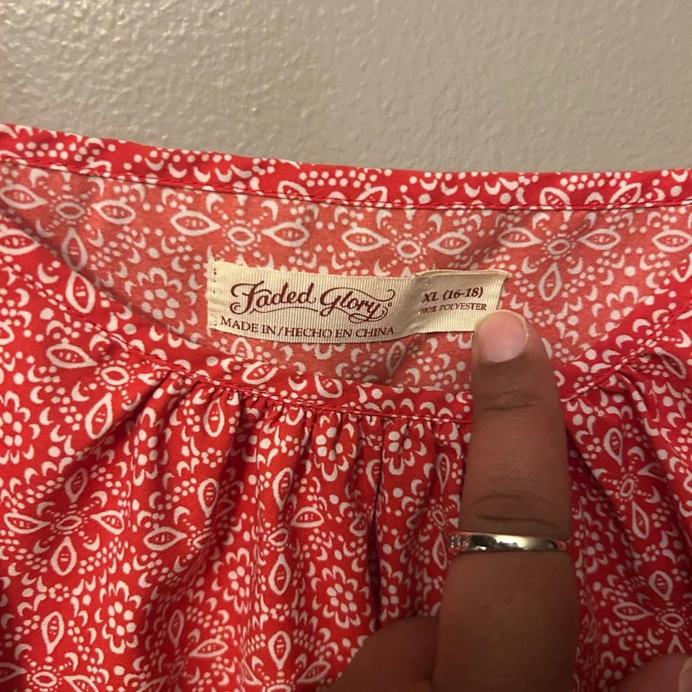 Red Print Babydoll Tank - lightweight & flowy w/adjustable straps